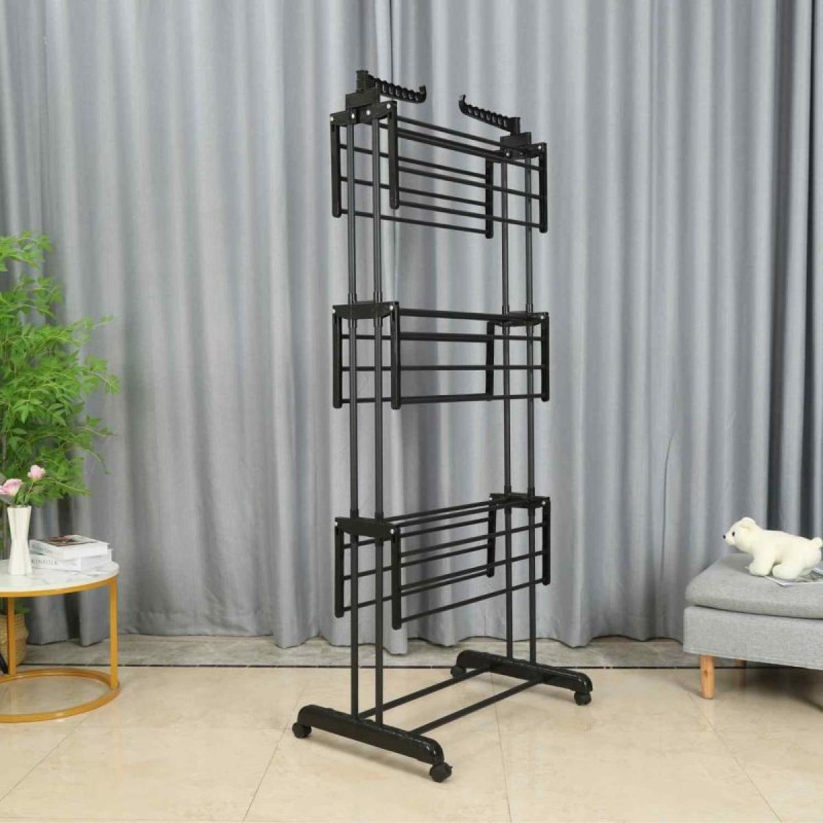 Séchoir multifonctions 20m d'étendage noir Herzberg HG8034-BB