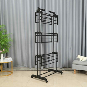 Séchoir multifonctions 20m d'étendage noir Herzberg HG8034-BB