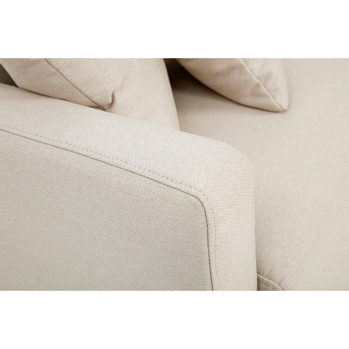Canapé 2 places en tissu beige et bois clair MUNIK