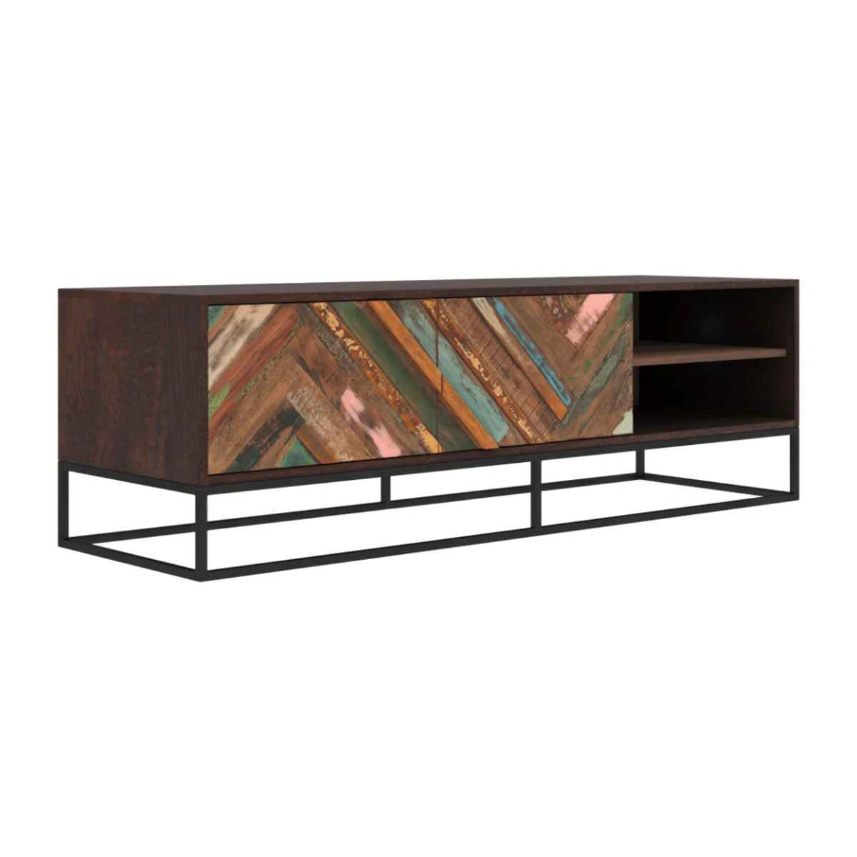 Meuble TV en bois d'acacia et bois recyclé 145 cm - Krabi