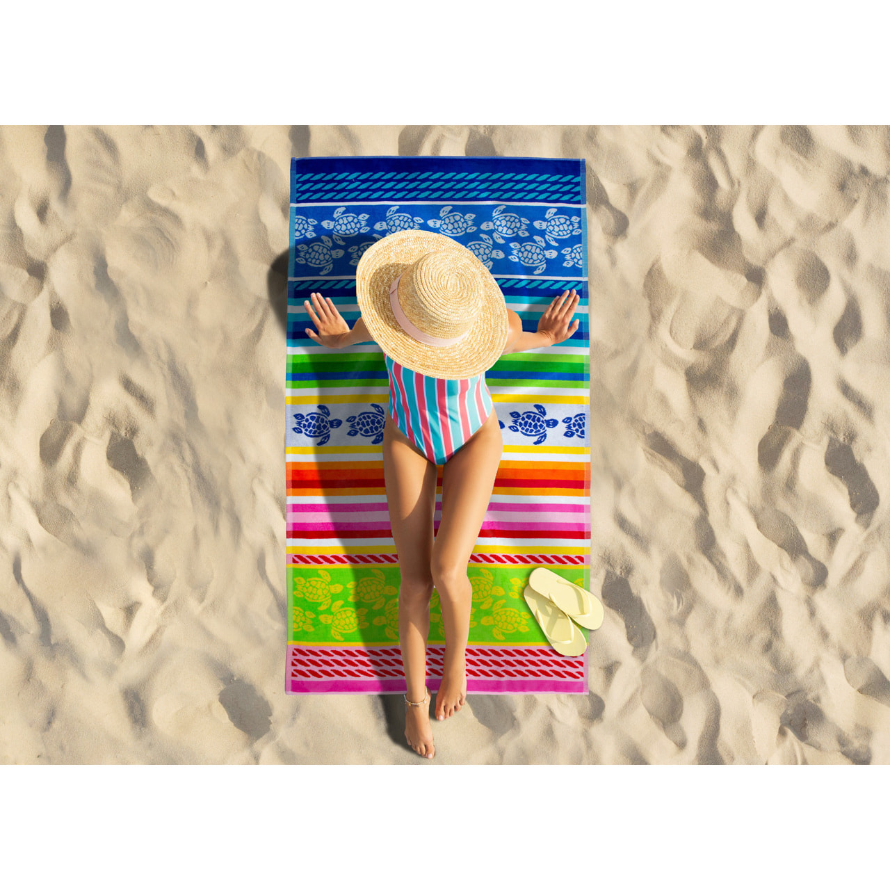 Telo Mare Spugna Jacquard Spiaggia Disegno Modica