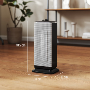 Calefactor Eléctrico Bajo Consumo Cerámico, 2000W PTC, con 3 Modos, Termostato Regulable, Oscilación de 55°, Protección contra Vuelcos y Sobrecalentamiento para 15Ã£Å½Â¡ en Dormitorio, Negro