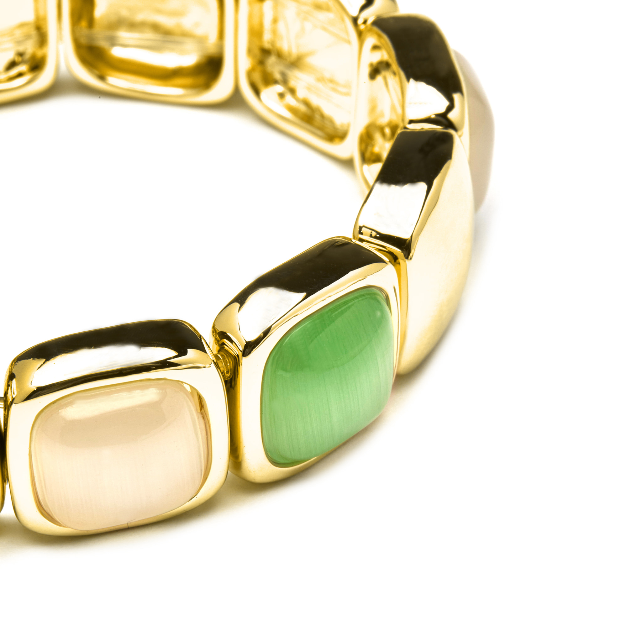 Pulsera con Ojo de Gato Multicolor acabado oro 18k