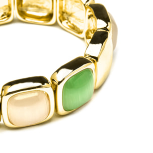 Pulsera con Ojo de Gato Multicolor acabado oro 18k