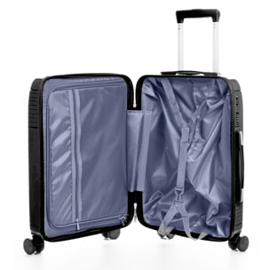 Set di 3 valigie Trolley in PP resistente alla rottura. Lucchetto numerico TSA, 4 doppie ruote girevoli a 360°.