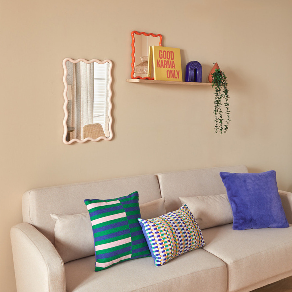 Miroir vague "Judy" beige 60x38cm