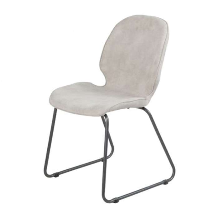 Chaise en suédine avec piétement luge gris - LUGE