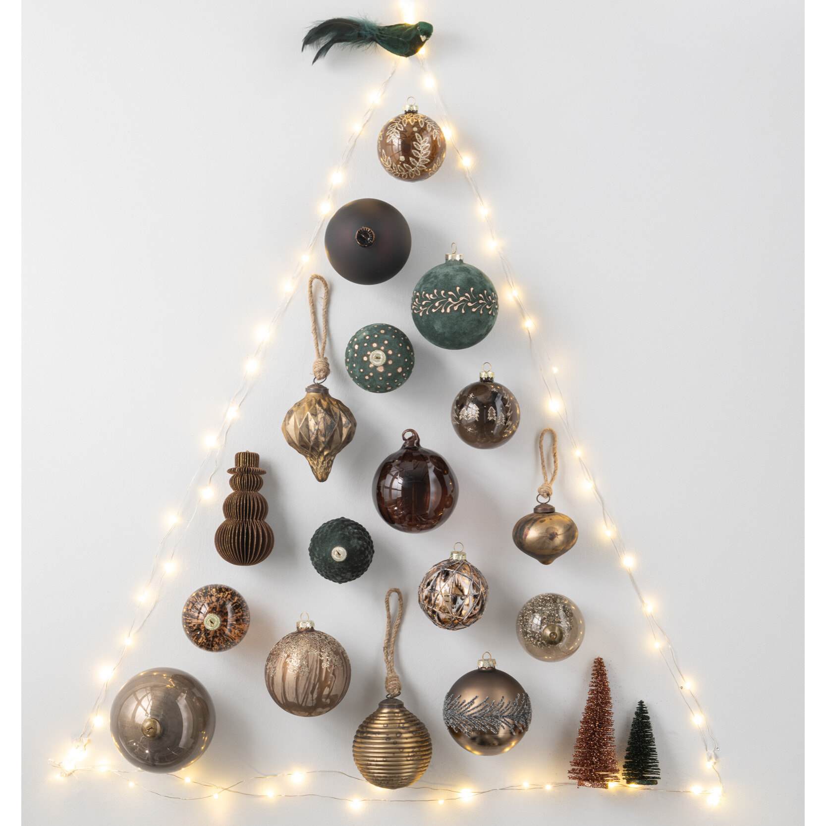 J-Line boule de Noël Epais - verre - marron - boîte de 4