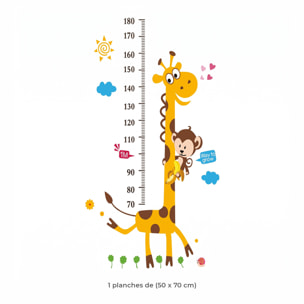 Stickers Muraux décoration adhésifs toise singe et girafe