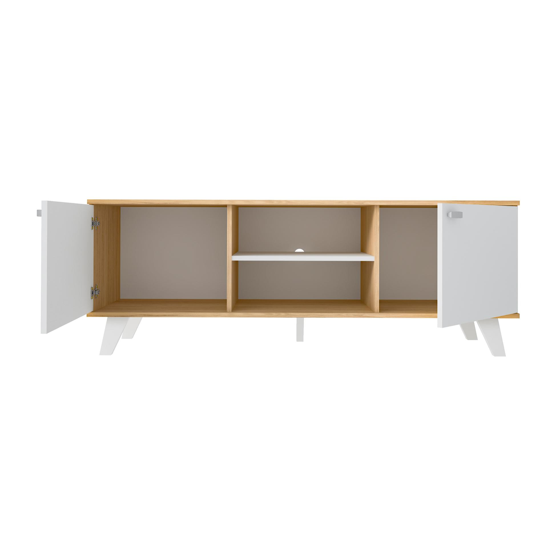 Mueble TV TURQUÍA - 2 puertas y 1 estante - nogal y blanco - 140x40x51cm