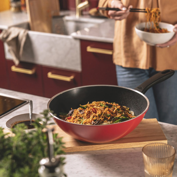 Wok, 28 cm, Aluminium, Revêtement céramique