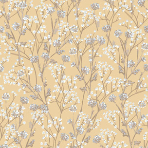 Papier peint fleurs sauvages ocre miel