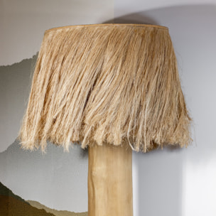 Lampadaire en bois d'acajou et abat jour en abaca h190cm SIARGAO