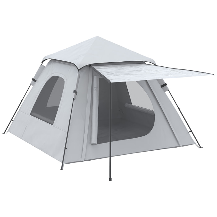 Tienda de Campaña Pop up para 2-3 Personas Tienda Camping Instantánea Impermeable PU2000 mm Protección UV50+ con Bolsa de Trasporte 210x210x150 cm Plata