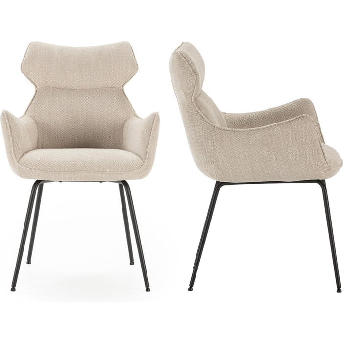Lot de 2 fauteuils de table en tissu - ICONIC