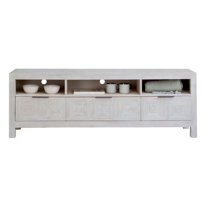 Meuble tv Cuzco -bois massif d'araucaria-couleur blanc  wild 173 x 62 x 45 cm