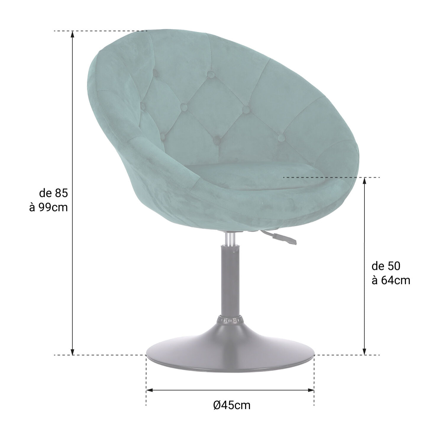 Tabouret de bar en velours gris EDGAR