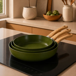 Batterie de cuisine 7 pièces en céramique olive - tous feux KAKI