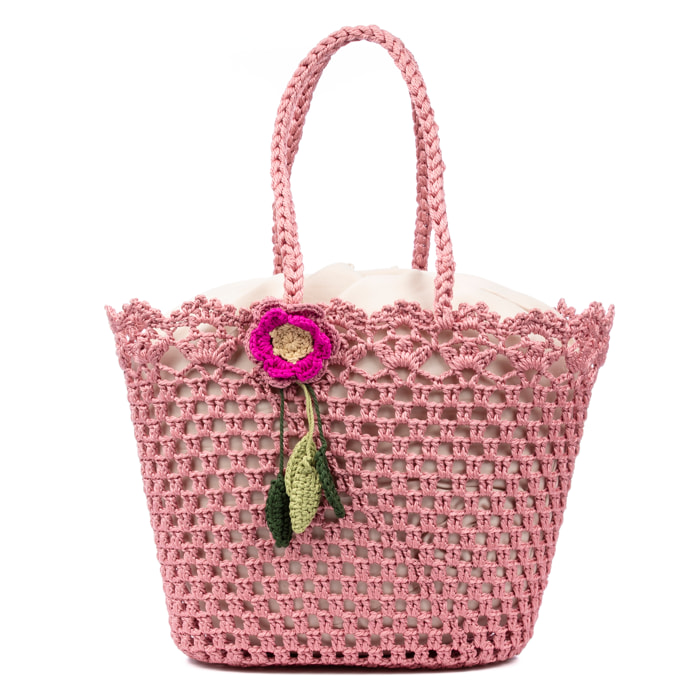 Zeccone bolso de hombro mujer. Fabricado en algodón, con borla decorativa.