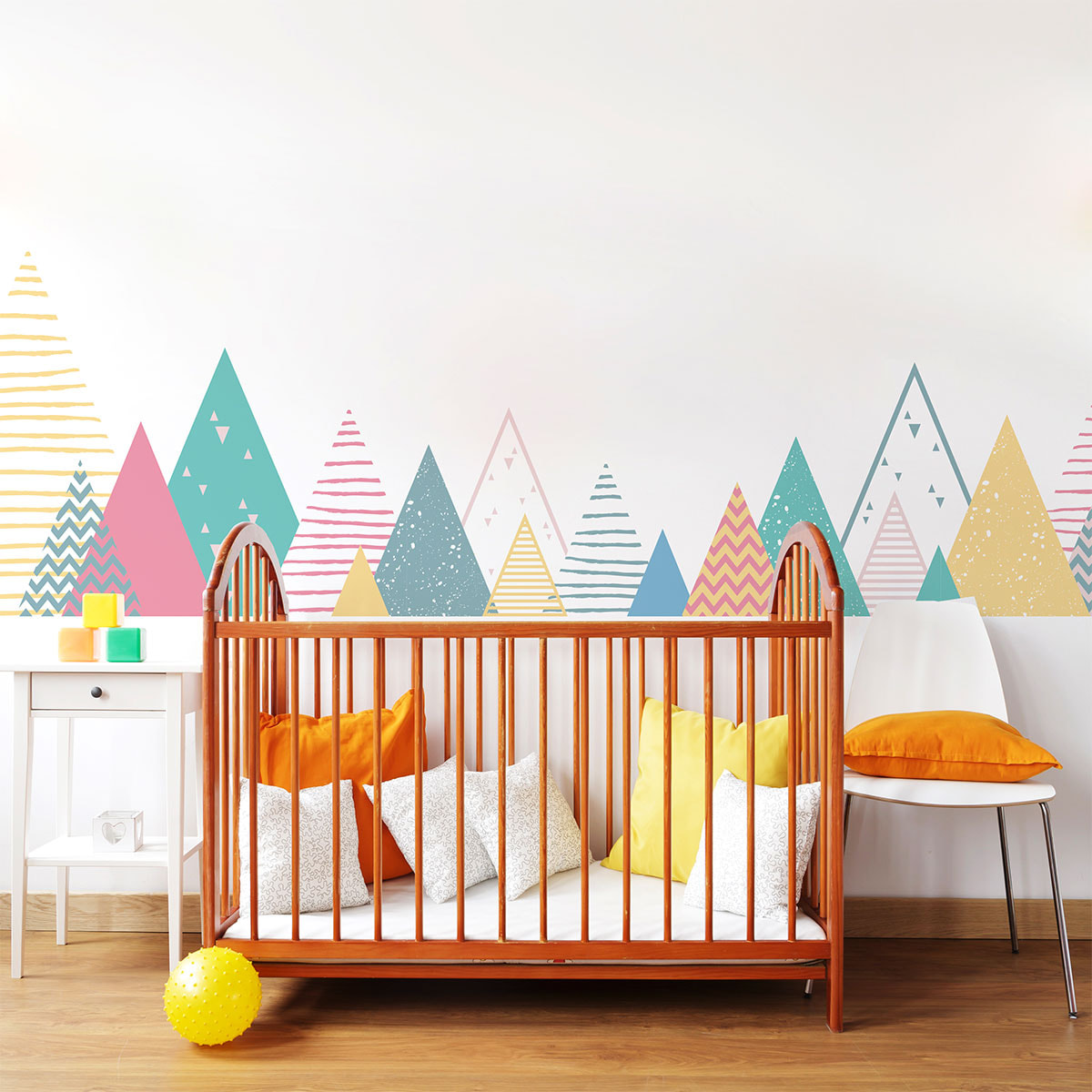 Stickers muraux enfants - Décoration chambre bébé - Autocollant Sticker mural géant enfant montagnes scandinaves LUKA