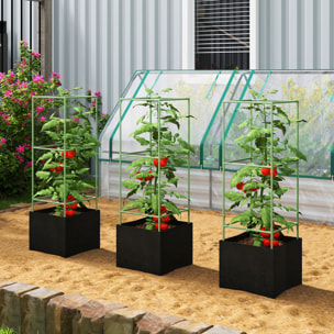 Cages à tomates tuteurs modulables - lot de 3 - non tissé noir acier thermolaqué vert
