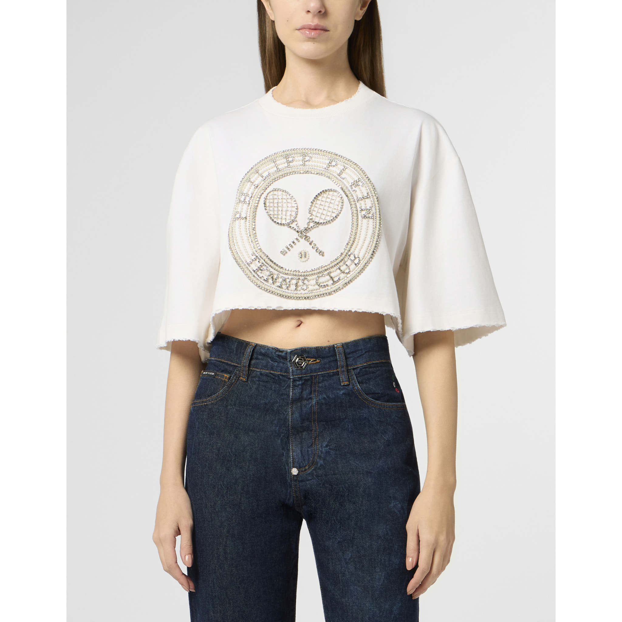PHILIPP PLEIN Cropped T-Shirt Tennis Club