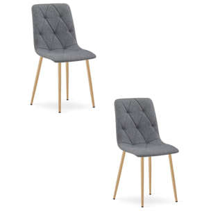 Set di 2 sedie Libra in tessuto grigio scuro e gambe effetto legno