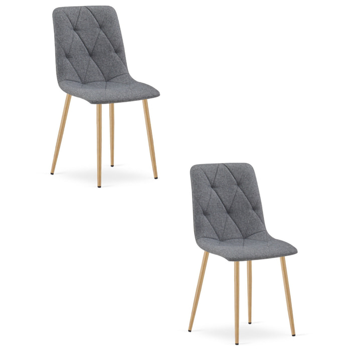 Set di 2 sedie Libra in tessuto grigio scuro e gambe effetto legno