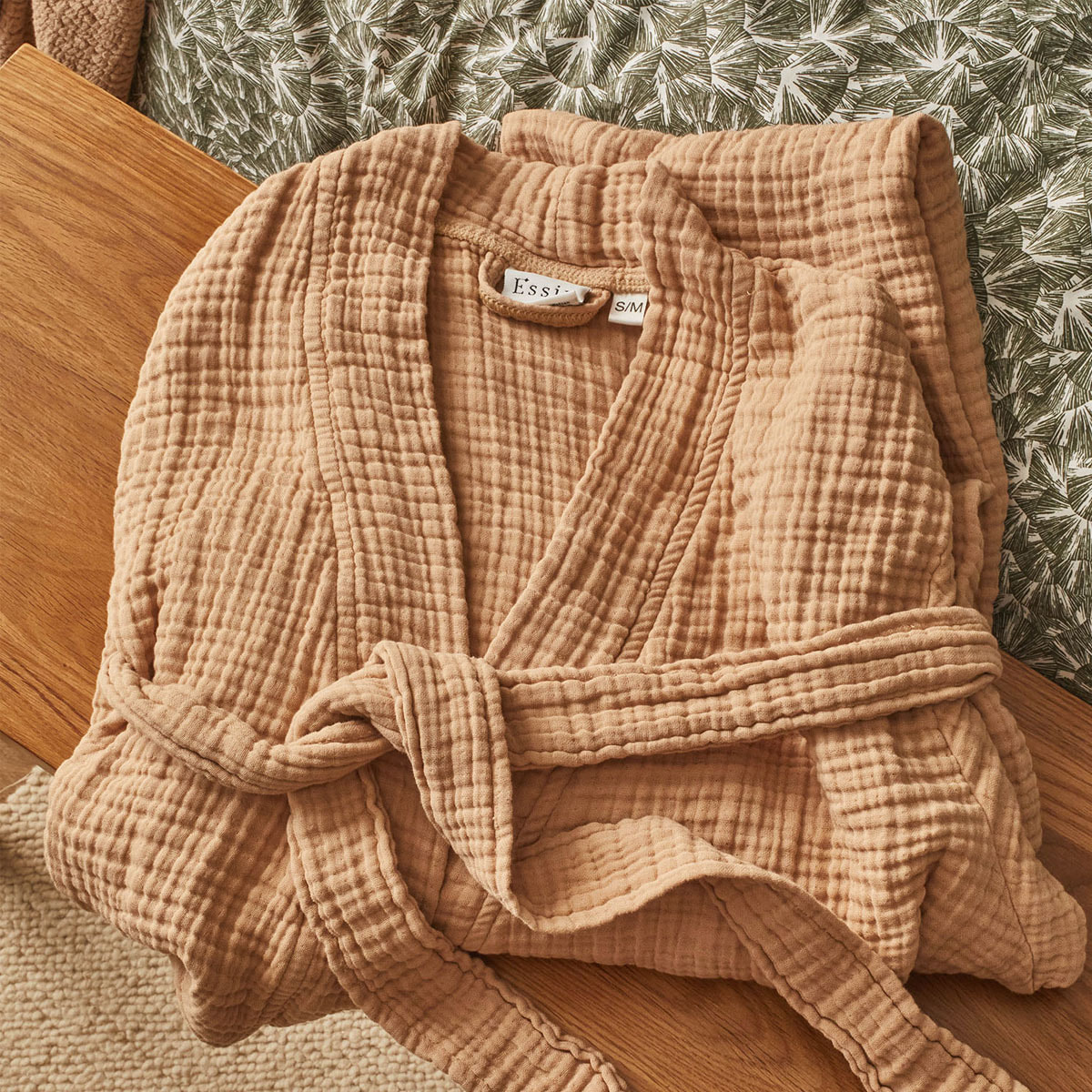 Peignoir uni en gaze de coton, BONHEUR, Rose