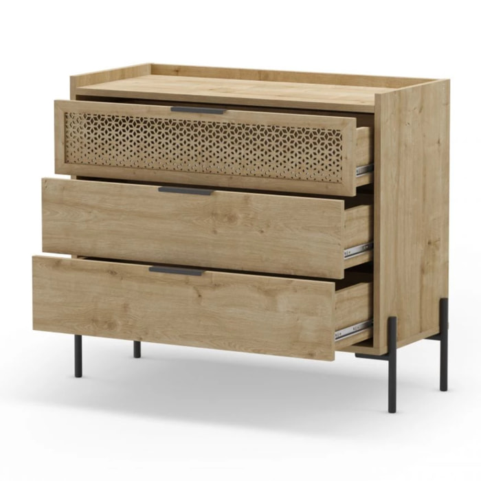 Cómoda Koivu 3 cajones Roble Negro