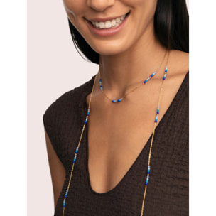 Collar Long Crystal Sea Acero Baño Oro