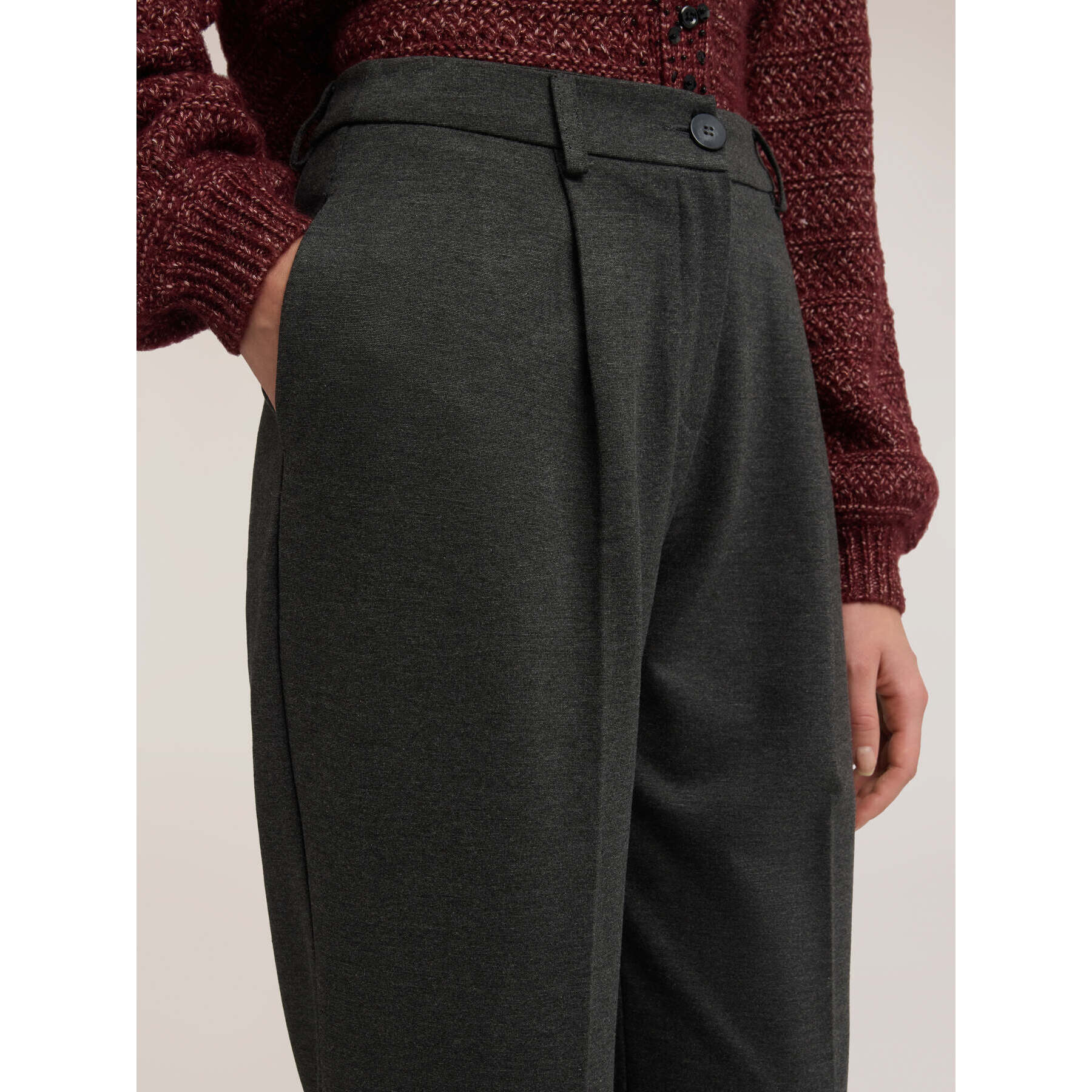 Motivi - Pantaloni punto roma con risvolto - Grigio