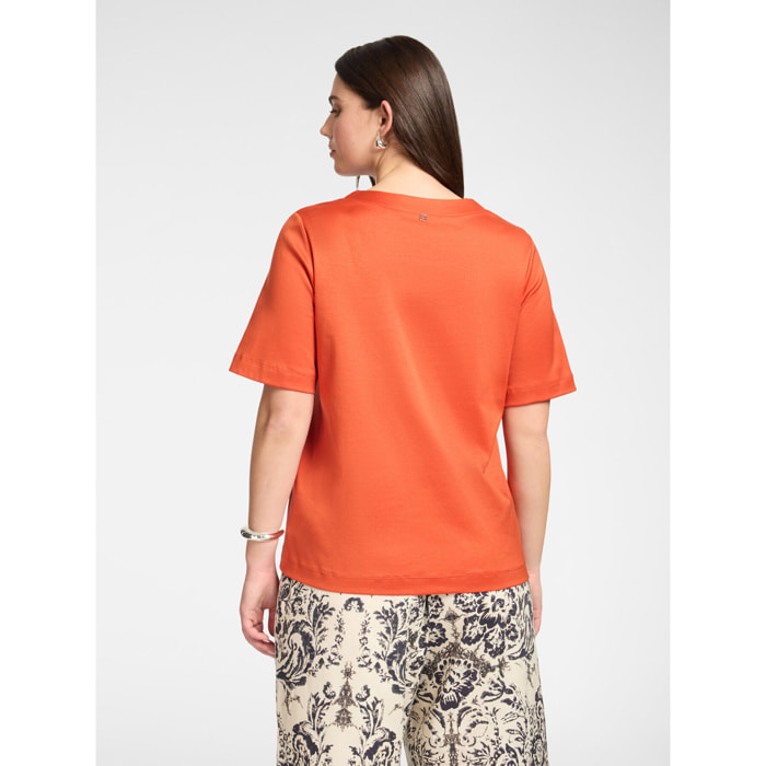 Elena Mirò - T-shirt in cotone scollo a V - Arancione