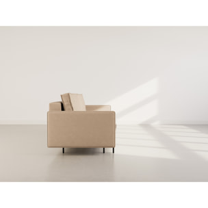 Charlie - Canapé droit 3 places convertible avec coffre en simili - Beige