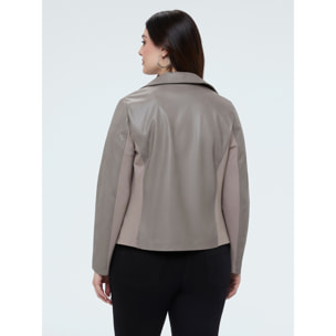 Fiorella Rubino - Chaqueta biker con insertos de tejido elástico - Gris