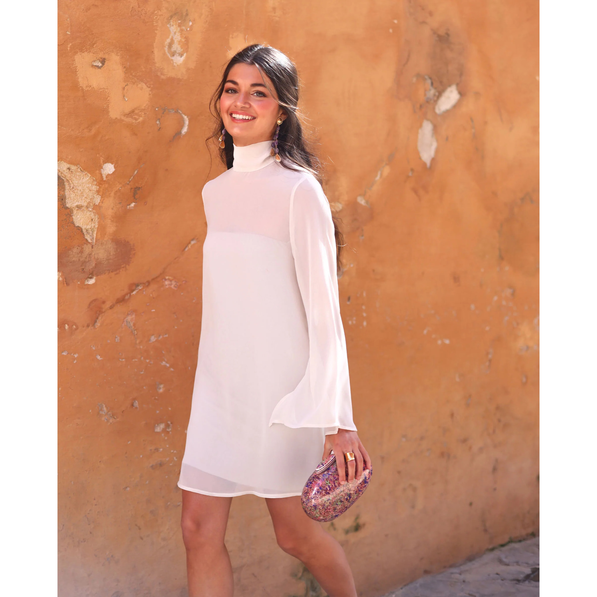 Vestido corto halter transparente