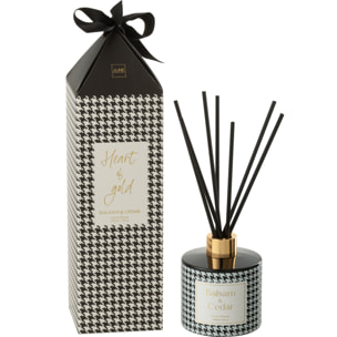 J-Line bâtonnets parfumés Heart Of Gold - Balsam & Cedar - verre - blanc/noir