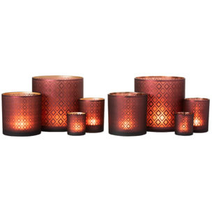 J-Line photophore Oriental - verre - rouge/or - large - 2 pcs