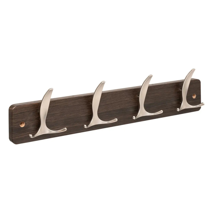 Patère Aly 4 têtes L45cm bois foncé gris