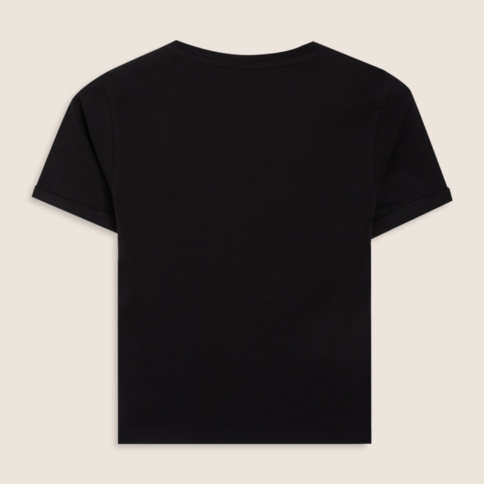 T-shirt slim donna con scritta ricamata