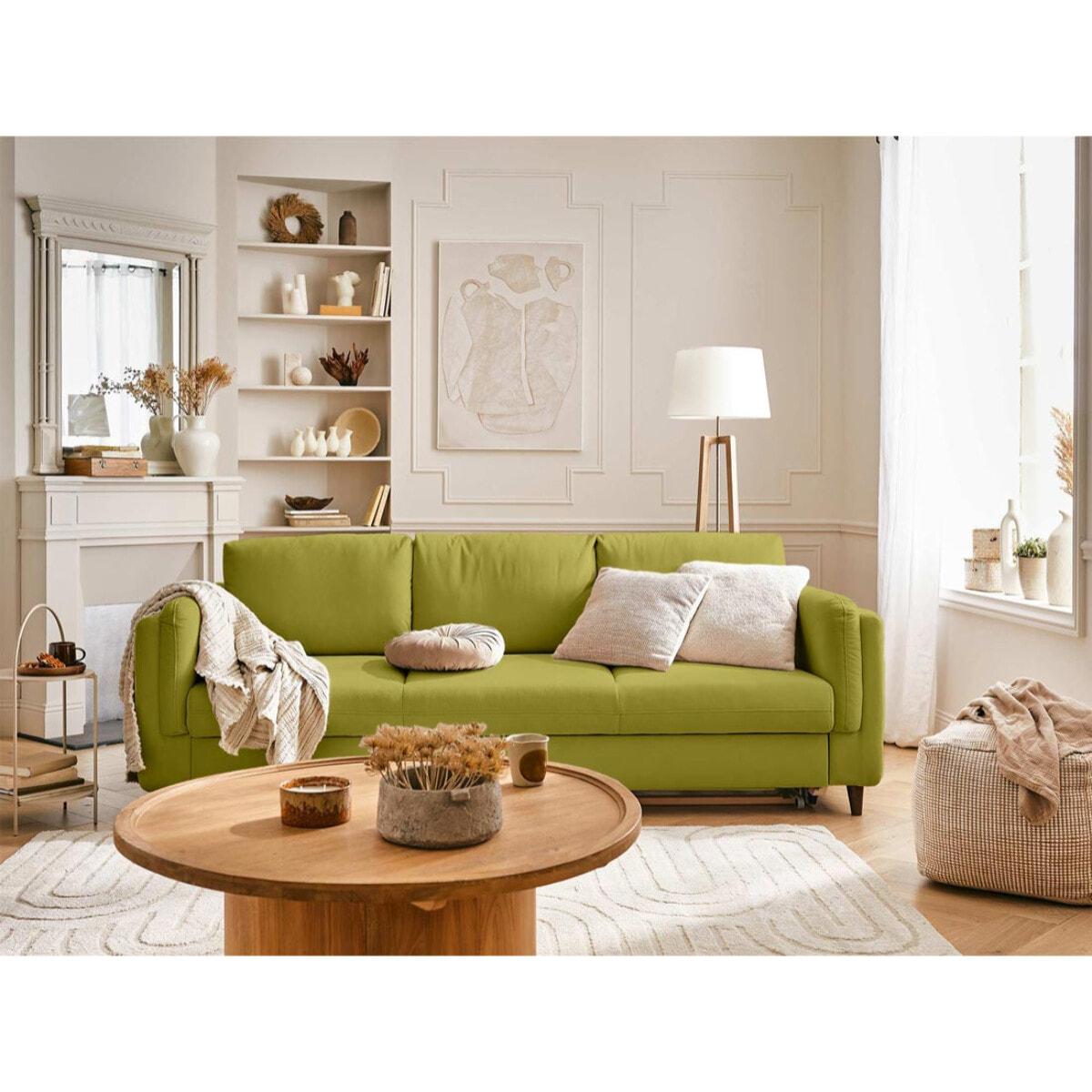 Brooke - canapé 3 places - convertible - en velours - Vert Olive