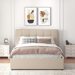 LYANNA Lit avec coffre de rangement 160x200cm velour beige