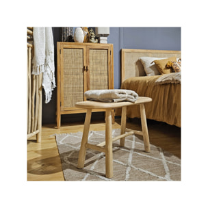 Banc bout de lit 80 cm en rotin et bois de teck exotique - LESLIE
