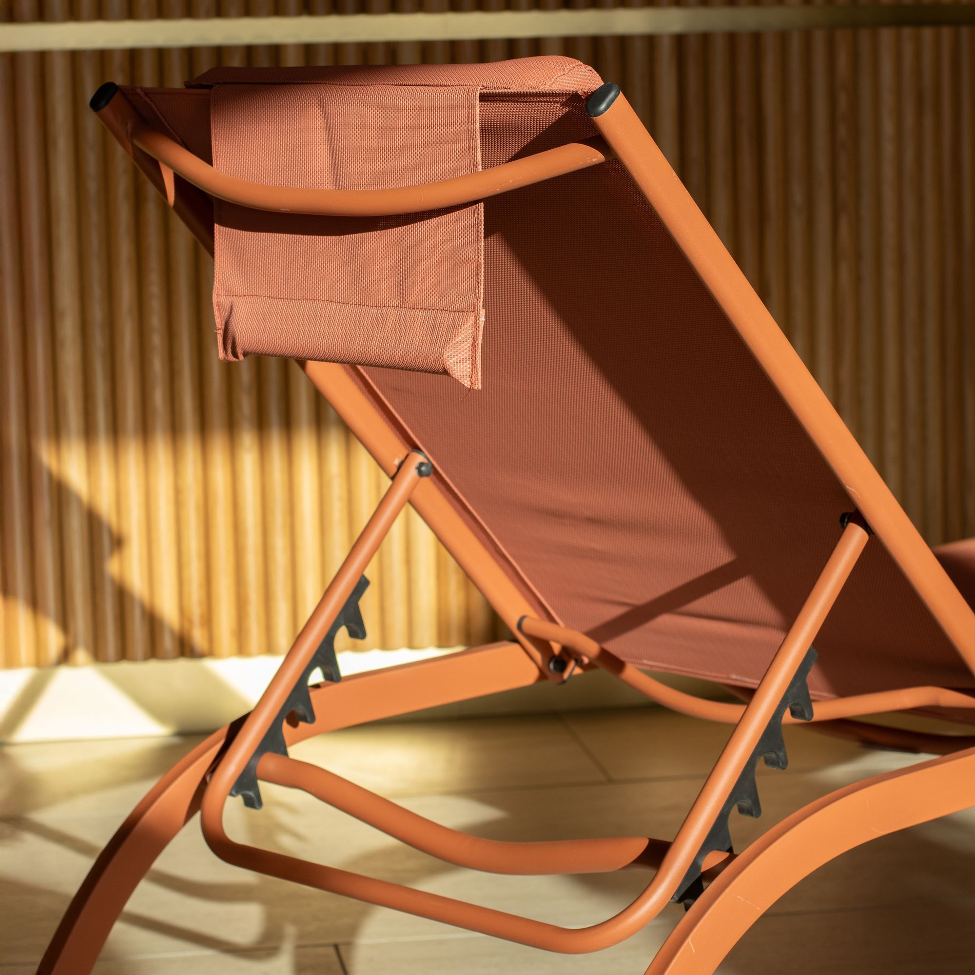 Lot de 2 chaises longues en acier inoxydable corail NAPOLI