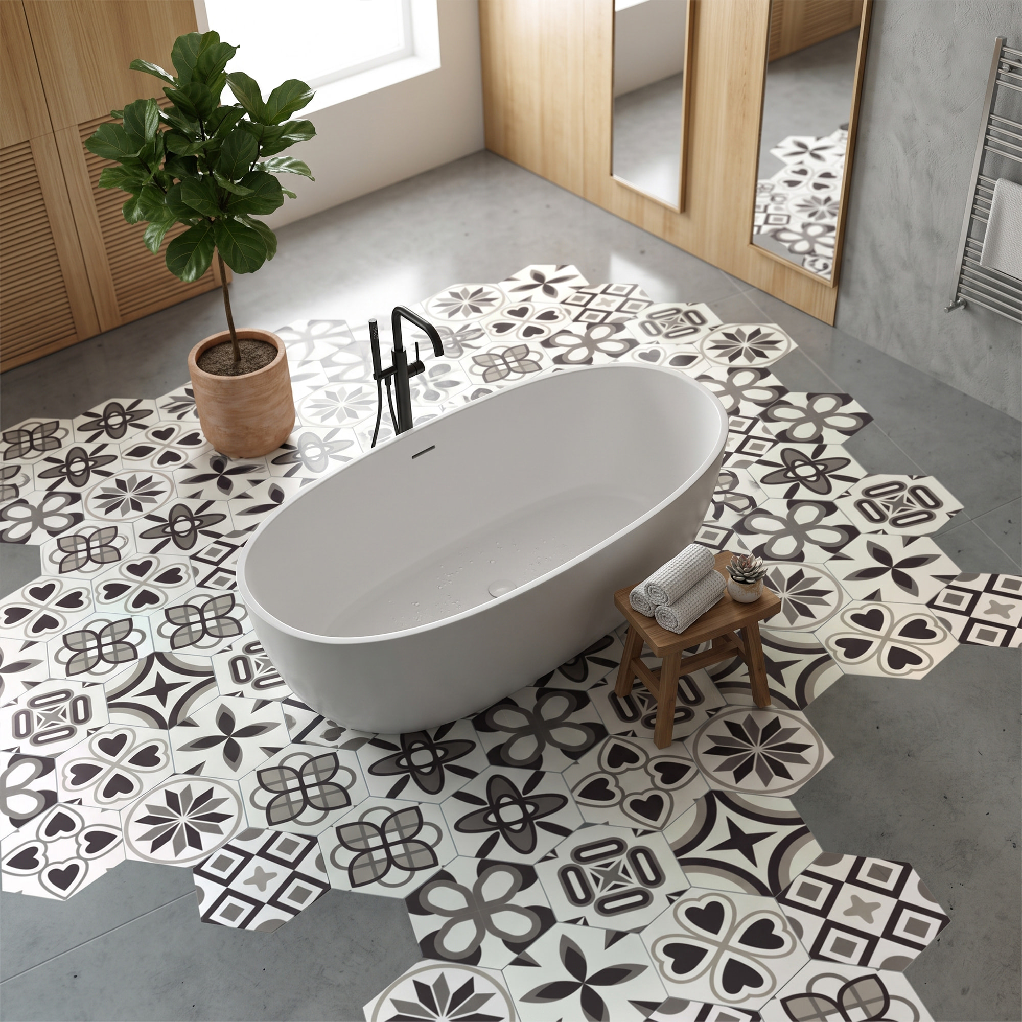 Sticker Sol avec laminat de Protection en Plastique Anti-dérapant | Stickers adhésif Sol - TOMETTES SOL ADRIANA -