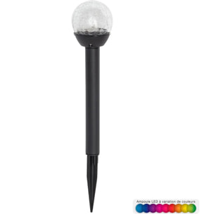 Balise solaire à planter "Carry" - verre - noir - H32 cm