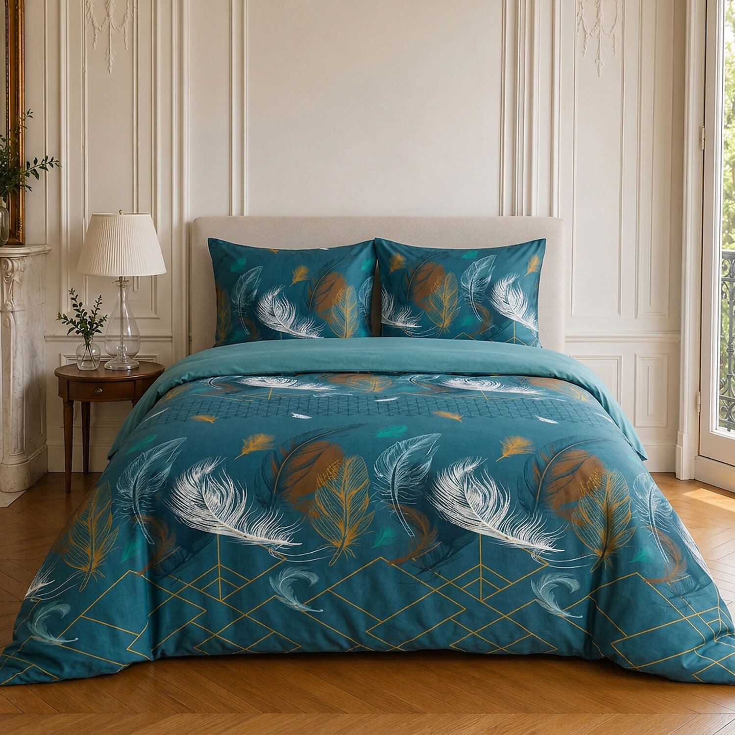 Parure housse de couette 100% coton motif tropical - PALOMA