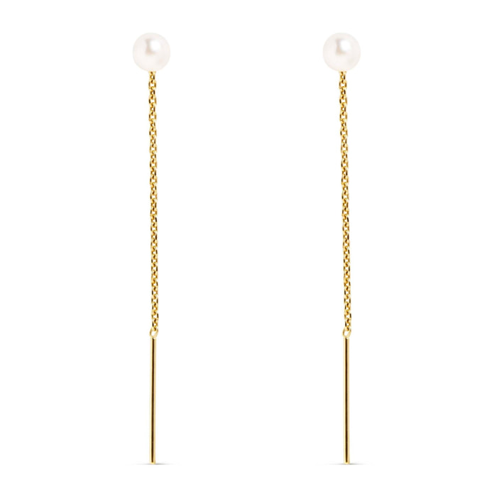 Pendientes Falling Pearl Plata Baño Oro