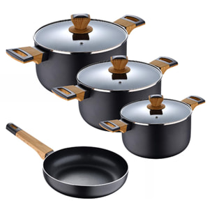 Batería de cocina de 7 piezas aluminio prensado Bergner Earth Black