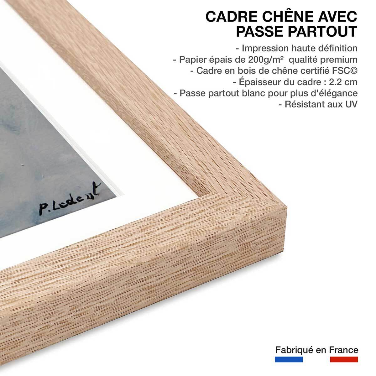Affiche deco nue de dos Affiche + cadre en bois - Chêne